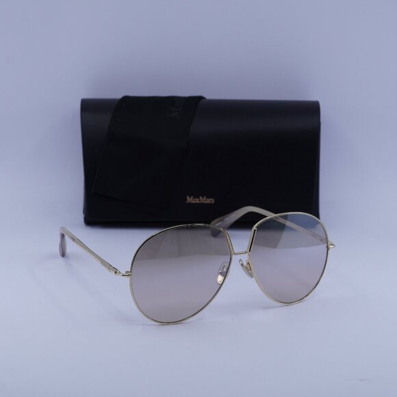 MaxMara MM0081 32G Aviator Sunglasses - Gold/Brown Mirror - Picture 1 of 9